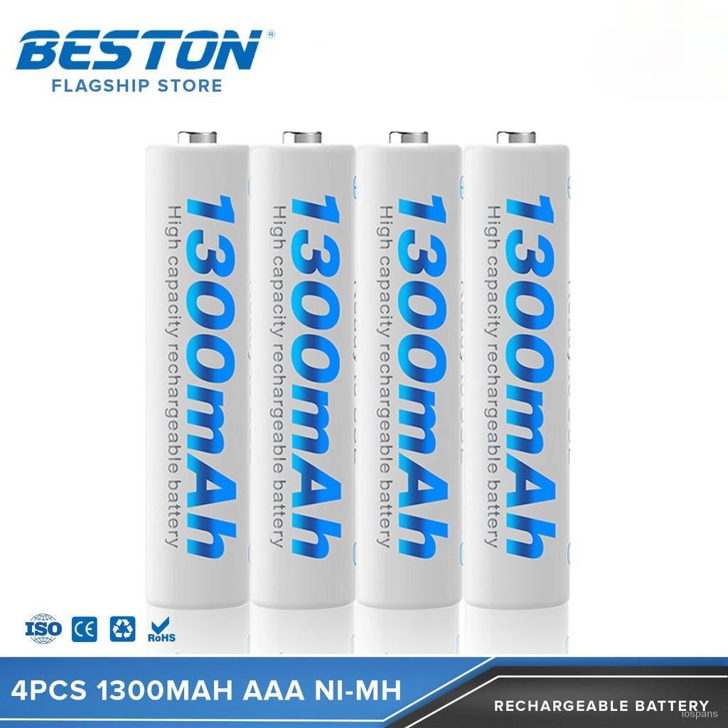 4pcs Beston Pack Baterai Isi Ulang Ni-MH AAA 1300mAh