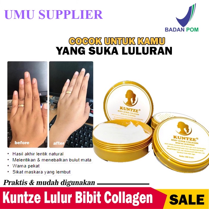 (UMU SUPPLIER) BPOM KUNTZE BODY SCRUB COLLAGEN LULUR PEMUTIH BADAN PERMANEN LULUR BIBIT COLLAGEN