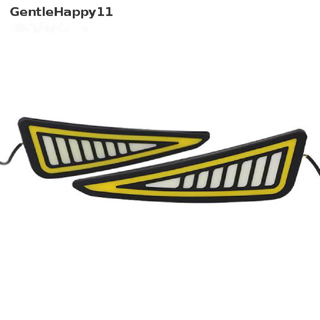 Gentlehappy Lampu LED Bumper Strip Mobil COB Daytime Running Light Kuning Sein DayLight DRL id