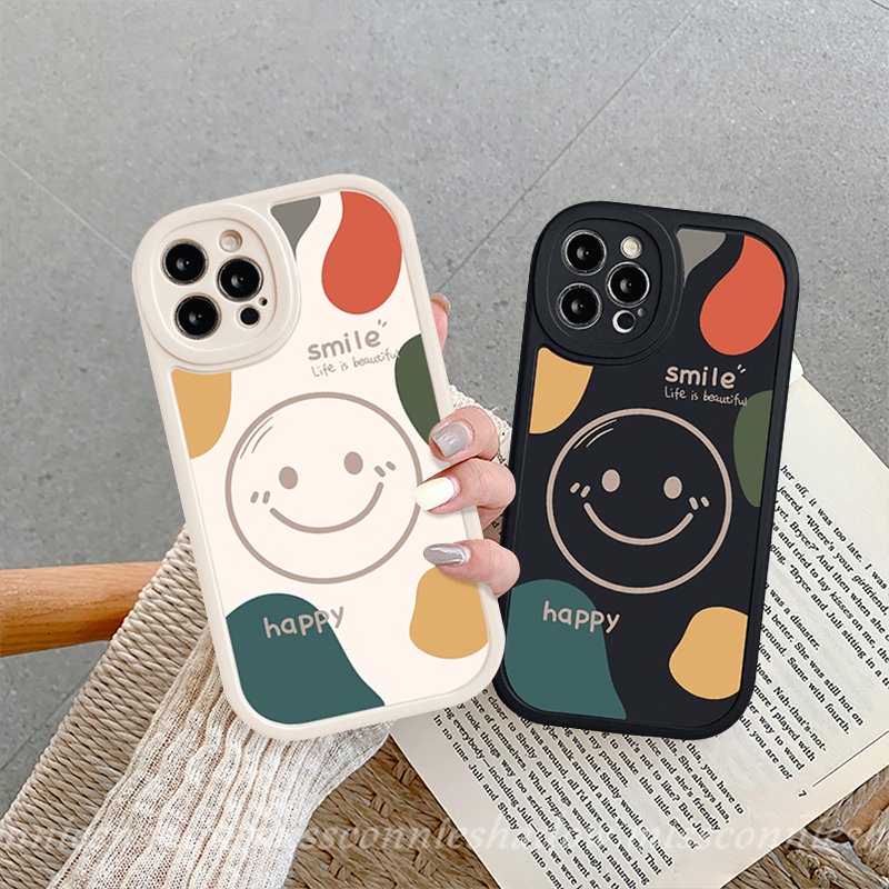 Case Realme C53 C35 C30s C55 C12 C25Y C15 C31 C21Y 10 C30 C11 C25s 10 Pro Plus C21 C20 5 6i 8 5i 7i 6s 6 8i 8Pro 9i C17 GT C3 C20A Simple Happy Smile Silicon Couples Lembut Sarung