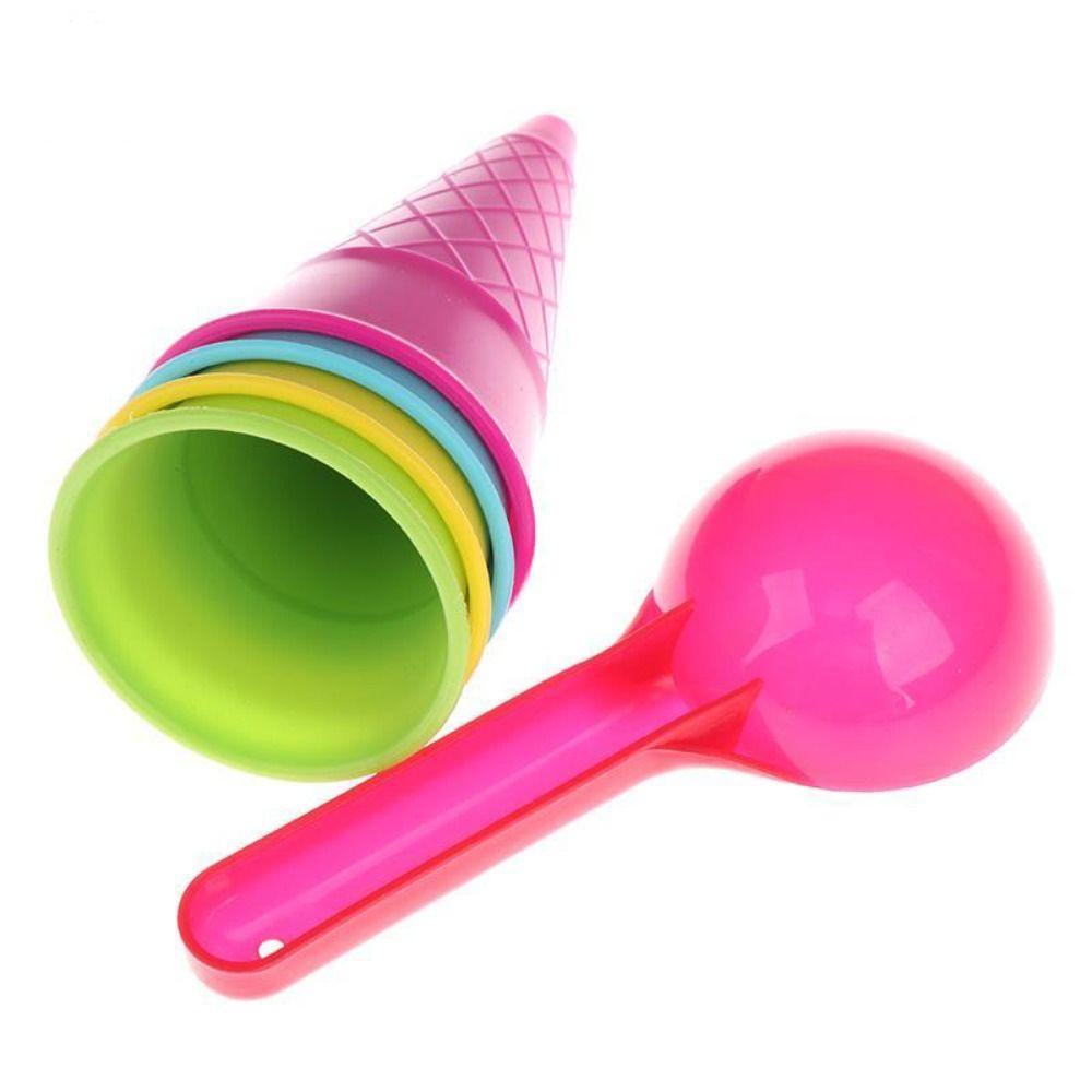 Needway Ice Cream Cone Scoop Set Mainan Edukasi Mainan Untuk Anak-Anak Berpura-Pura Bermain Musim Panas Permainan Luar Ruangan Anak Seaside Game Set