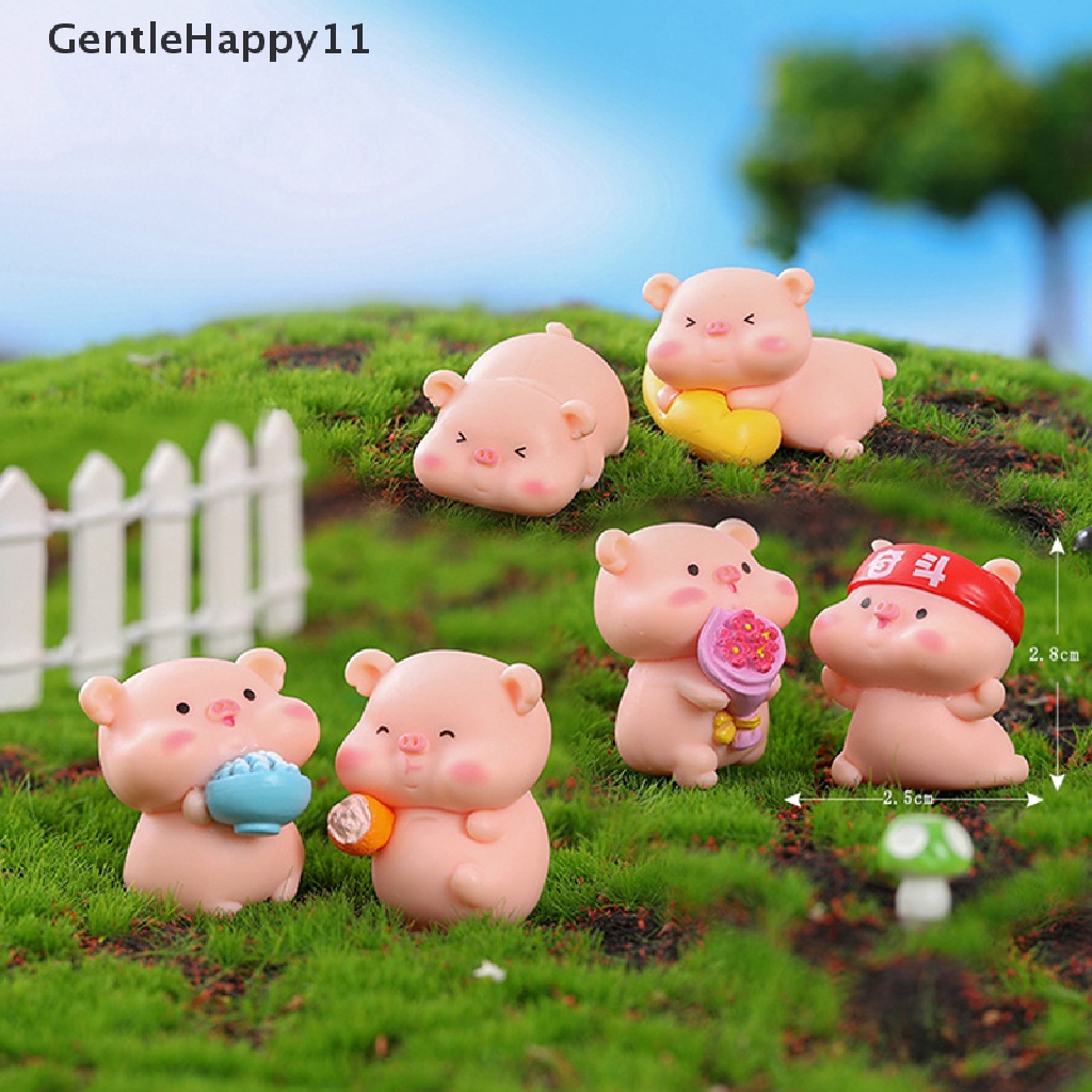 Gentlehappy 1PC Patung Mini Kartun Babi Yang Indah Lanskap Mikro Dekorasi Rumah Desktop id