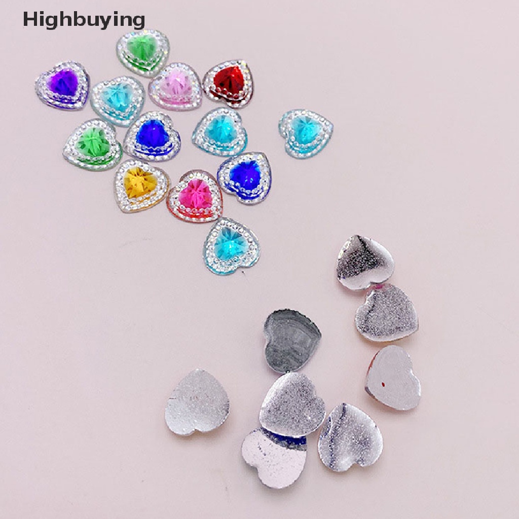 Hbid 50pcs 12mm Hot Selling Berbentuk Hati Bor Resin Warna DIY Handmade Aksesoris Rambut Anak Jepit Rambut Glory