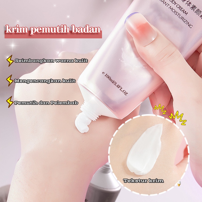 Krim Pemutih Whitening body cream krim pemutih badan 100ML Whitening menghilangkan kulit hitam Menghilangkan hitam di bawah lengan area pemutihan pribadi Pantat Bikini Deodoran Pemutih Intim Formula Pelembab