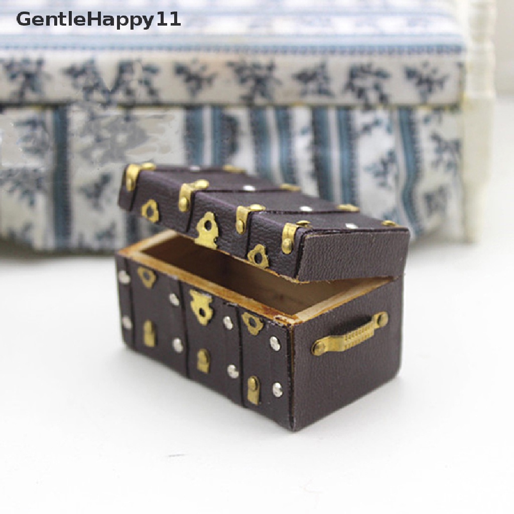 Gentlehappy Treasure chest vintage leather case id Miniatur Aksesori Rumah Boneka id