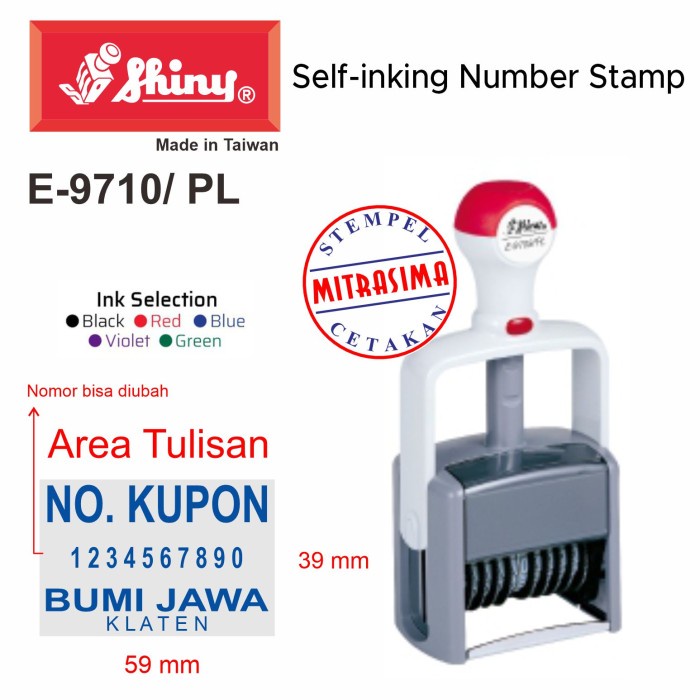 

Stempel Shiny E-9710/PL ( Shiny Essential dgn nomor 10 digit E9710/PL