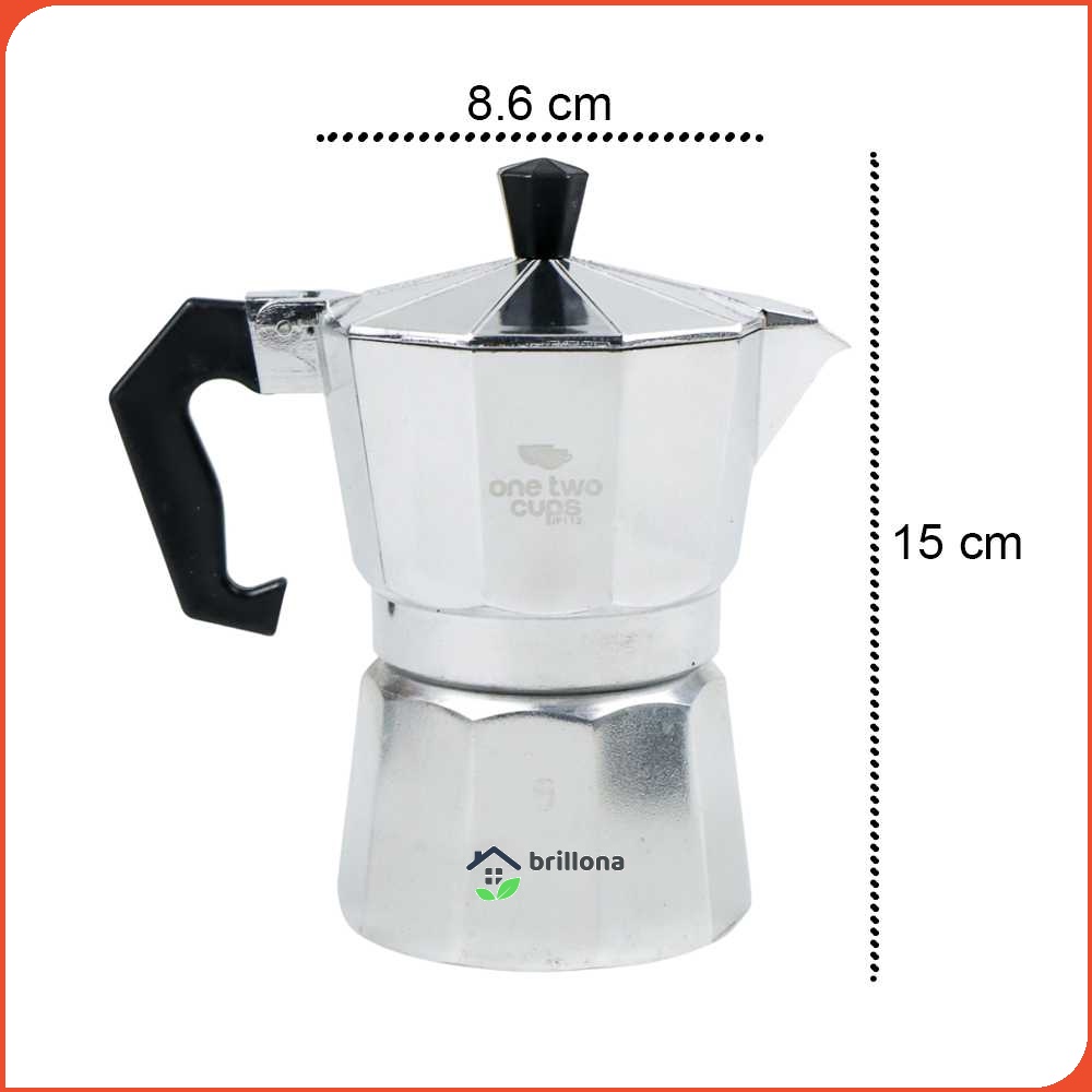 One Two Cups Espresso Coffee Maker Moka Pot Teko Stovetop Filter - JF112