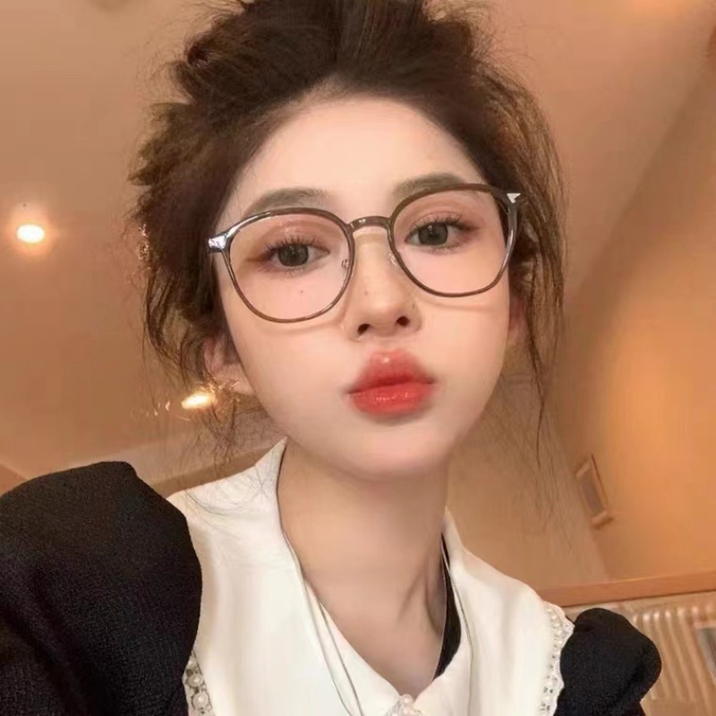 (YUZHU) Korea Fashion Ultra Ringan Coklat Bingkai Bulat Miopia Kacamata Wanita Lensa Yang Dapat Diganti Eyeglasses