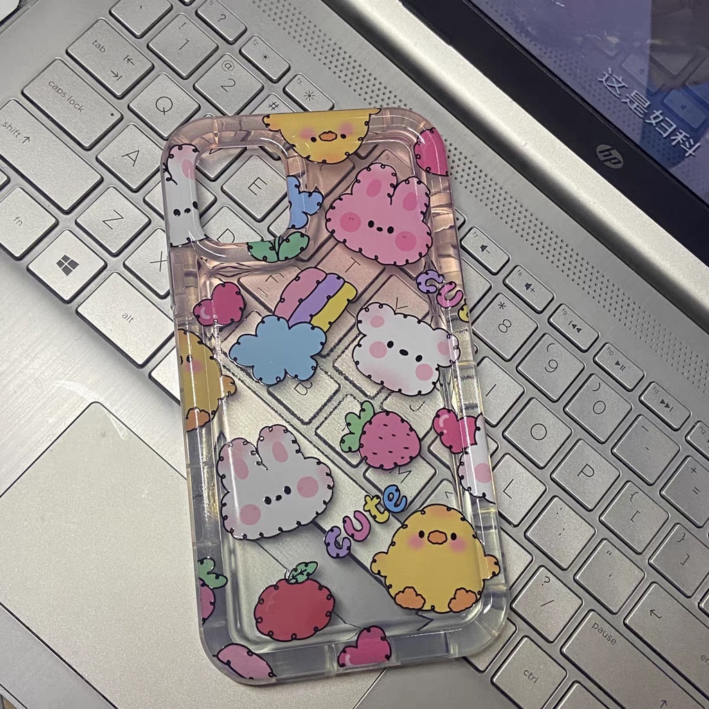 IPHONE Cocok Untuk Iphone14 14pro 14plus 13 13mini 13pro 13prm iPhone12 7Plus 8Plus Xr XS 13 12mini Pro Max Empat Sudut Casing Ponsel Transparan Tahan Guncangan