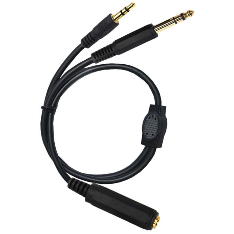 Cre Spliter Cable 6.35mm Female to 6.35mm Male+3.5mm Male Headphone Cable Kabel Untuk Gitar, Perangkat Laptop