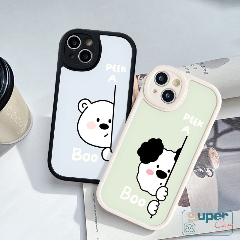 Oppo A17 A15 A55 A16 A54 A17K A7 A96 A1K A16K A58 A95 A57 A5 A9 A5s A78 A74 A12 Reno 5F 7 8T 8 5Z 7Z 5 A3S A77s A16E A31 A76 A16s Pasangan Kartun Beruang Puppy Binatang Lucu Sarung Soft Case