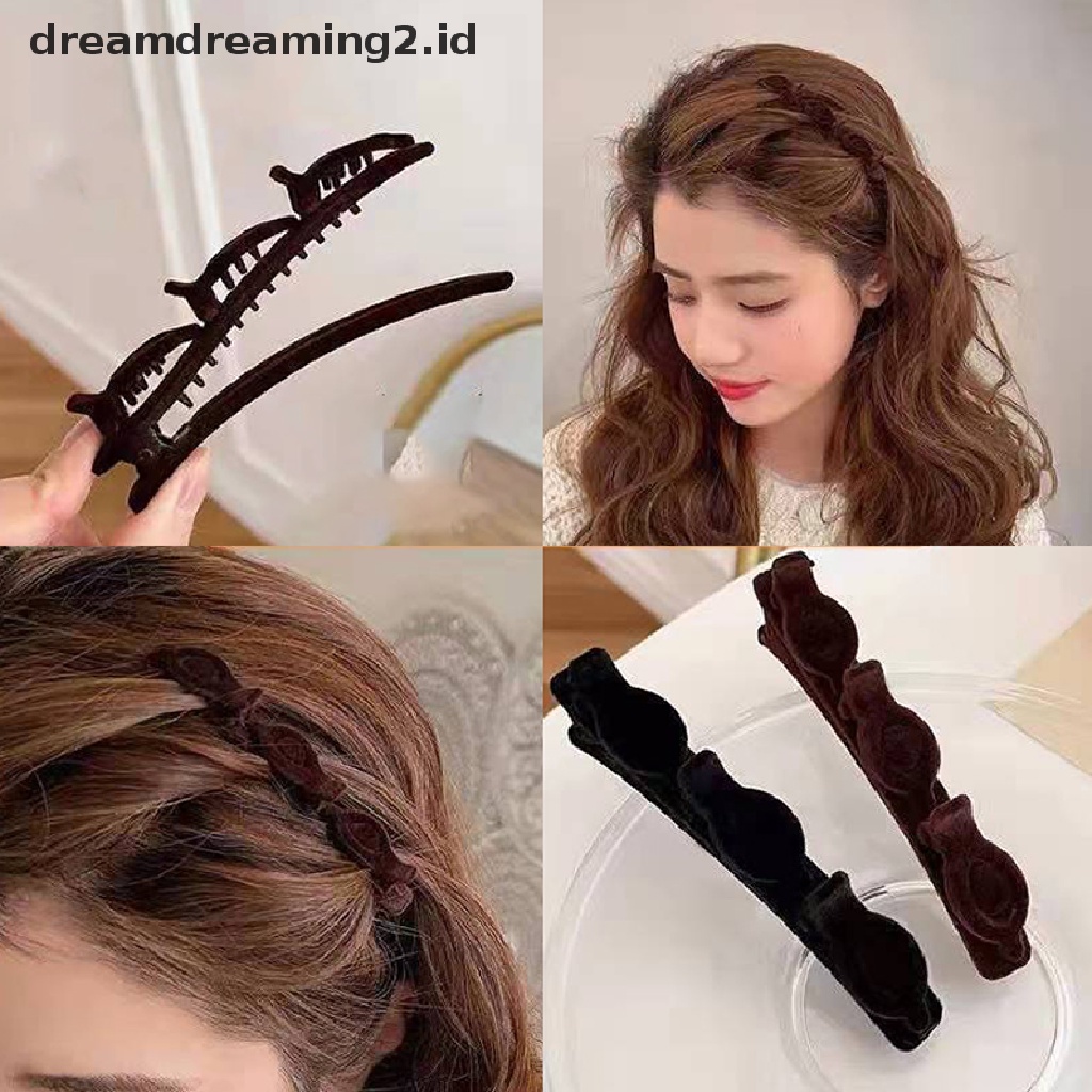 (dream) Flocked Bangs Hair Clip Hiasan Kepala Duckbill Hair Claws Barrettes Vintage Hair Clip Hairgrip Braided Fashion Jepit Rambut Aksesoris Rambut Hiasan Kepala//