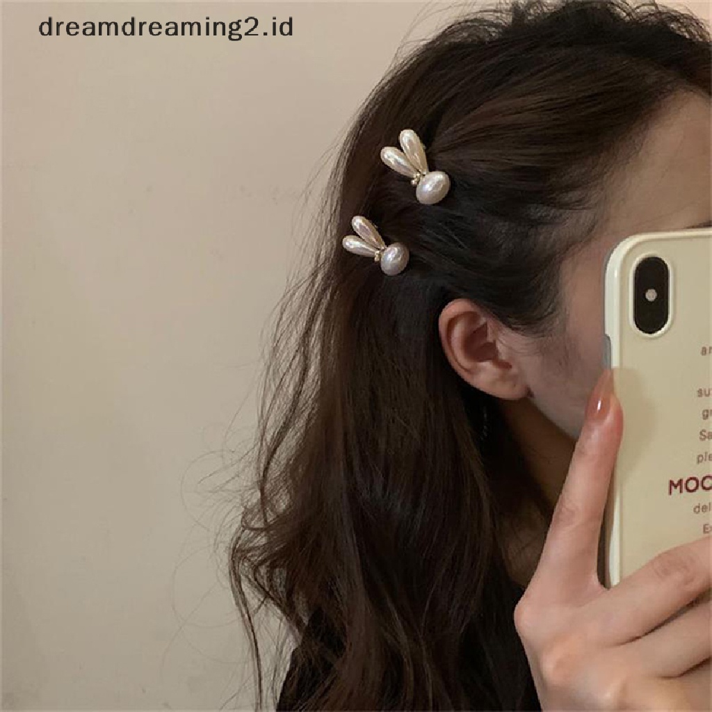 (dream) 1pc Rabbit Pearl Hair Clip Tahun Baru Kelinci Klip Rambut Wanita Fashion Jepit Rambut Gadis Manis Hiasan Kepala Aksesoris Rambut//