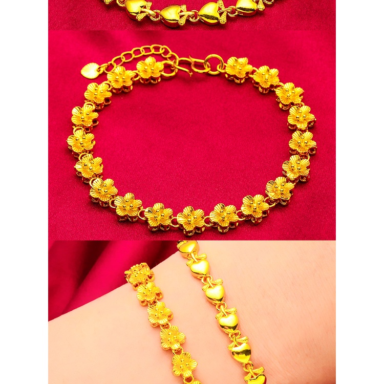 Goldkingdom Perhiasan Fashion Aksesoris Bangkok 24K Ready Stock Gelang Strawberry Gelang Bunga Lady Murah Dan Bisa Grosir