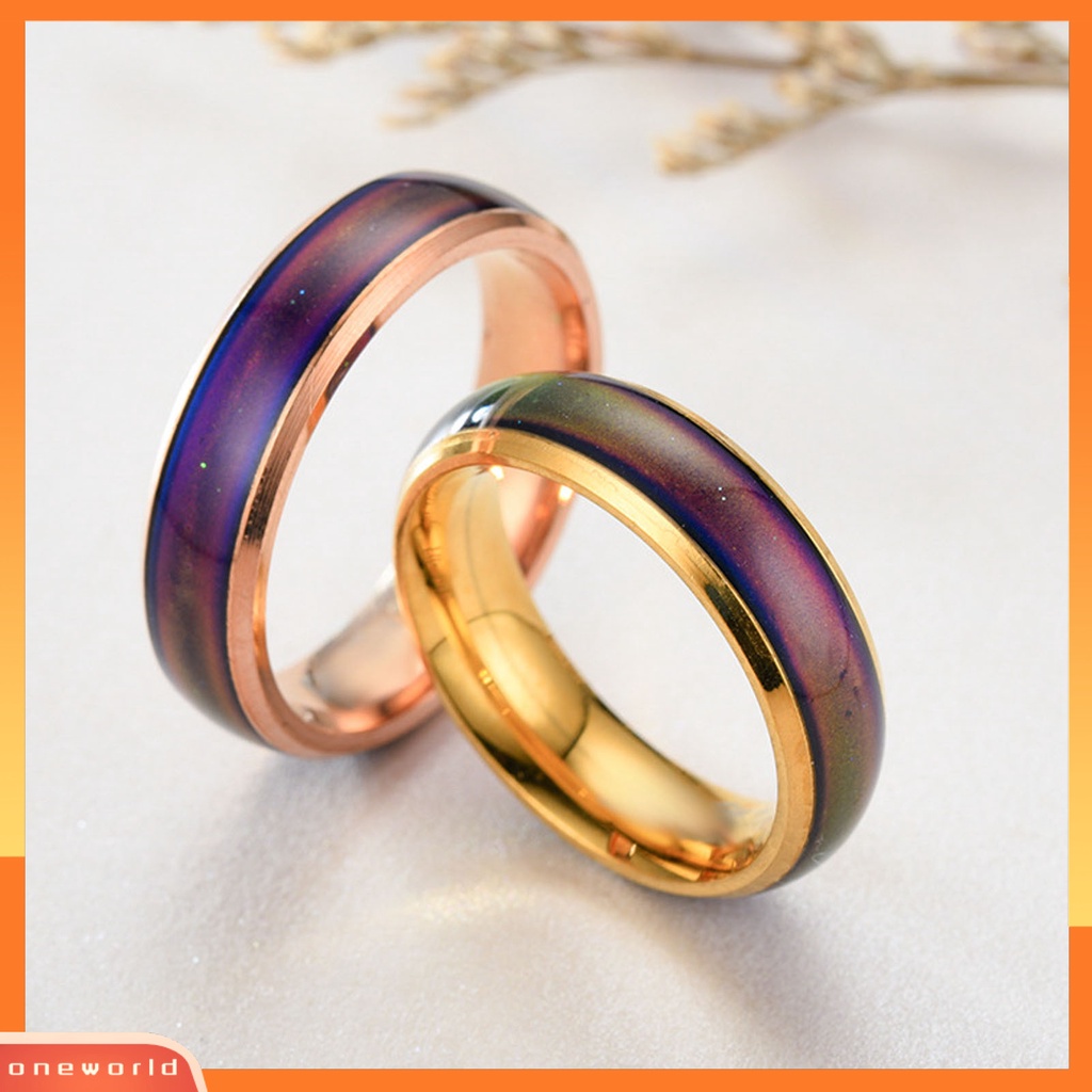 [EONE] Cincin Couple Berubah Warna Electroplating Temperature Sensing Sealing Glaze Hadiah Anniversary Bebas Alergi Tidak Luntur Suhu Klasik Mood Ring Untuk Pakaian Sehari-Hari