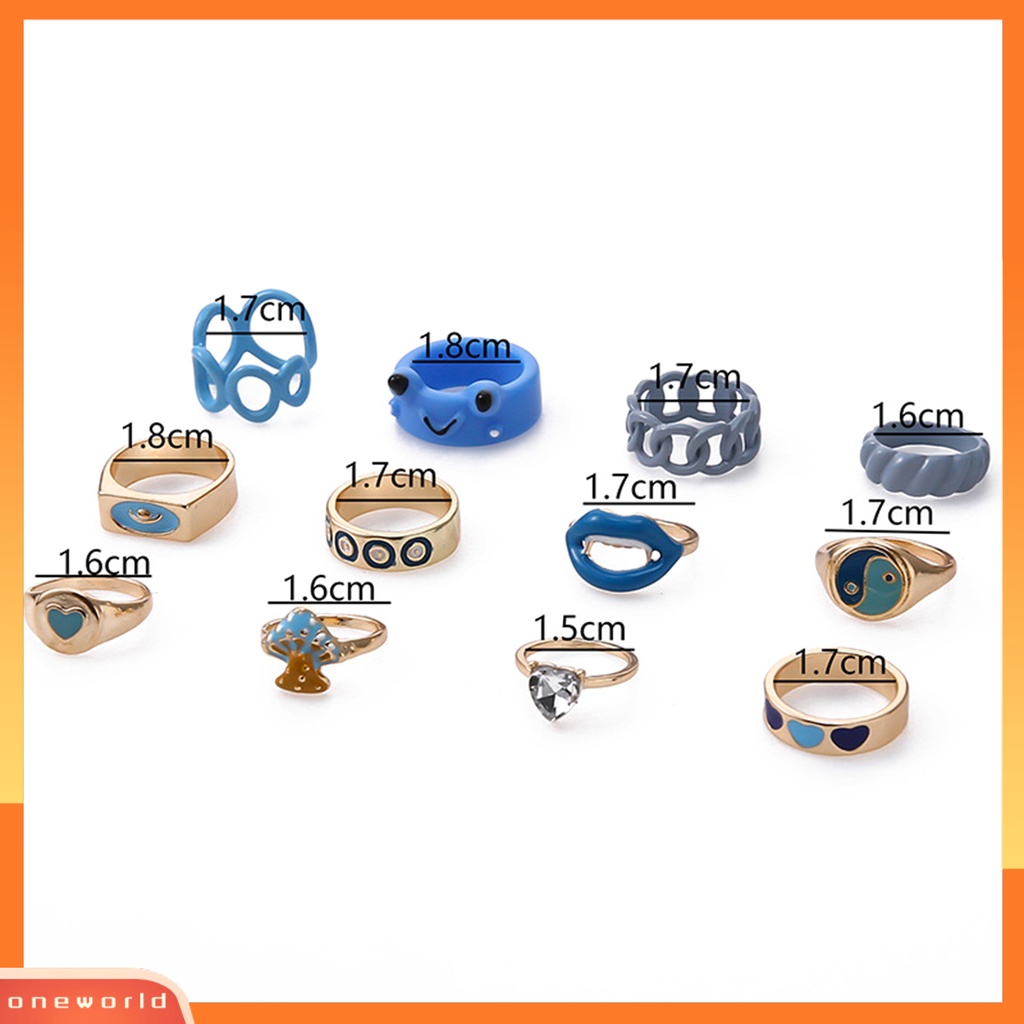 [EONE] 12pcs Cincin Wanita Cantik Serbaguna Ringan Poles Hias Alloy Unisex Open Ring Untuk Pesta