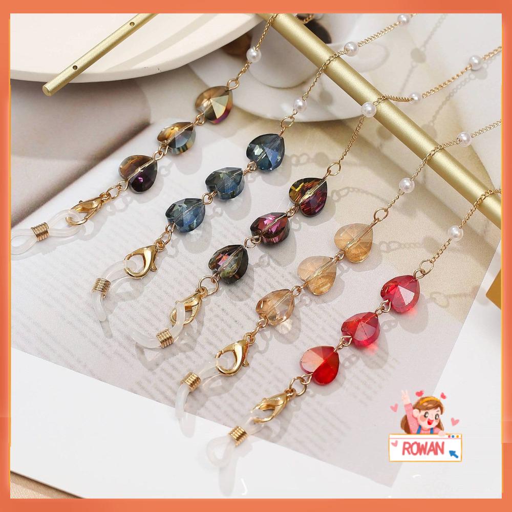 R-flower Glasses Chain Extender Wanita Pria Kalung Cord Holder Metal Crystal Heart Beaded Chain