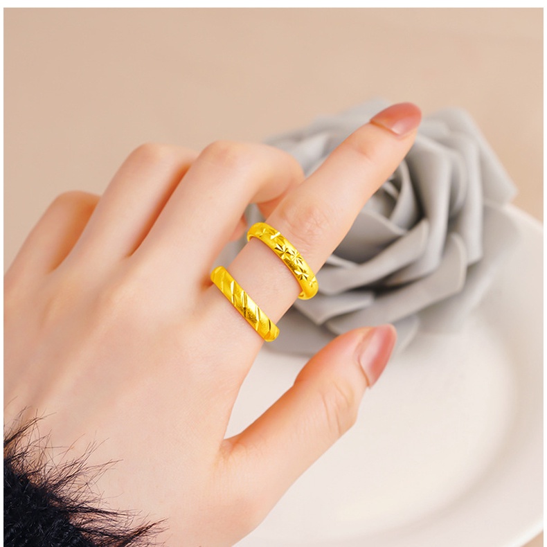 Goldkingdom Aksesoris Fashion 24K Bangkok Aksesoris In Stock Cincin Wanita Baru Penuh Bintang Dan Hujan Meteor Dapat Disesuaikan Indah