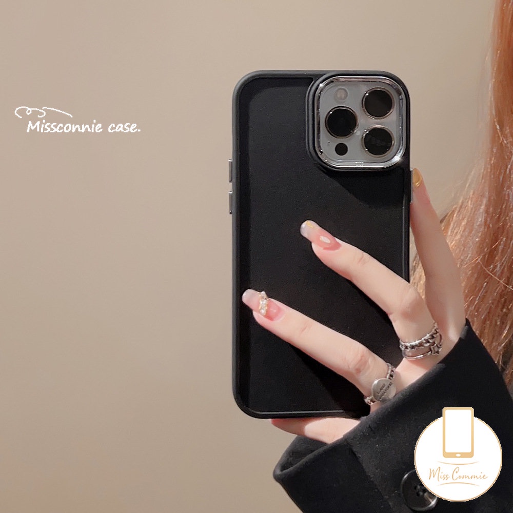 IPHONE Casing Ponsel Persegi Plating Mewah Kompatibel Untuk Iphone11 7Plus 8Plus 13 14 11 12 Pro MAX XR X XS MAX Simple Warna Solid Macaron Warna Permen Lembut Penuh Cover Pelindung