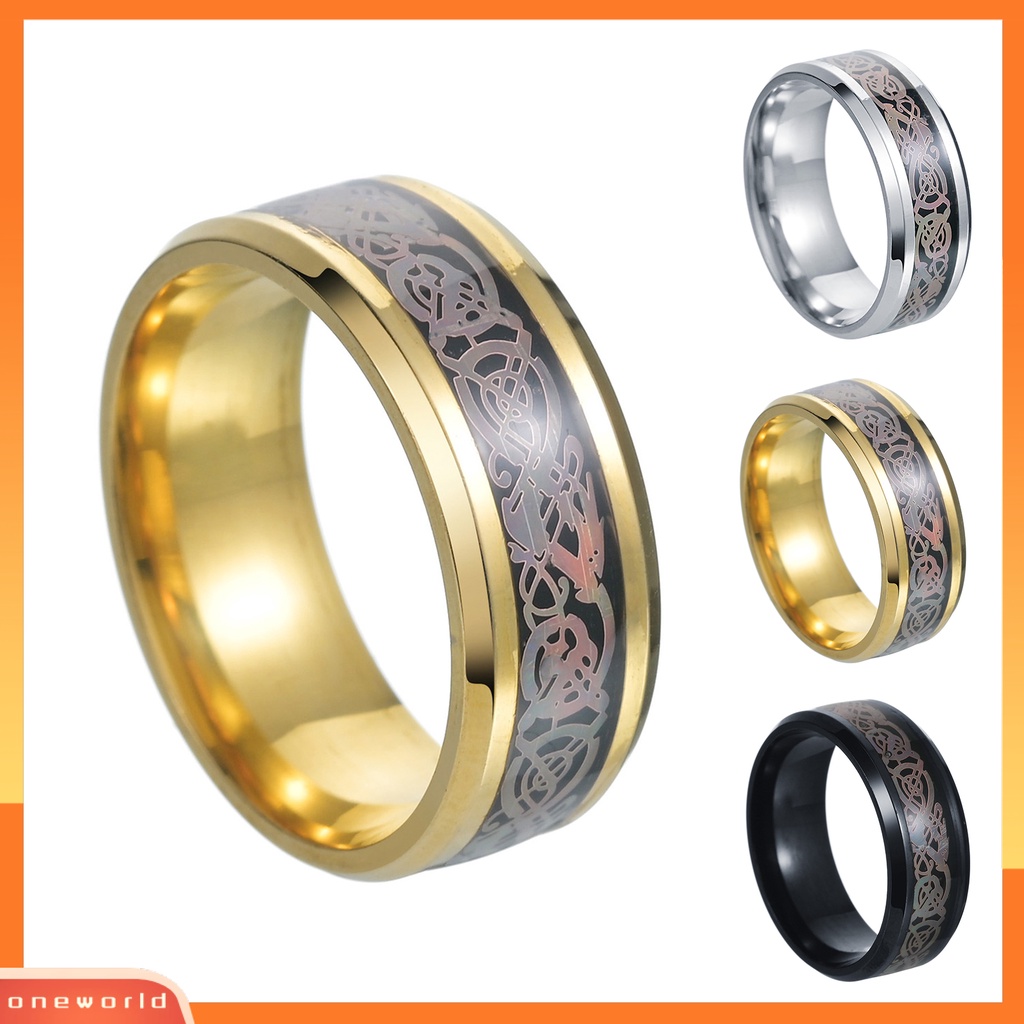 [EONE] Finger Ring Plating Anti-fading Halus Ringan Portabel Menghias Baja Titanium Multicolor Print Laki-Laki Cincin Perhiasan Aksesori