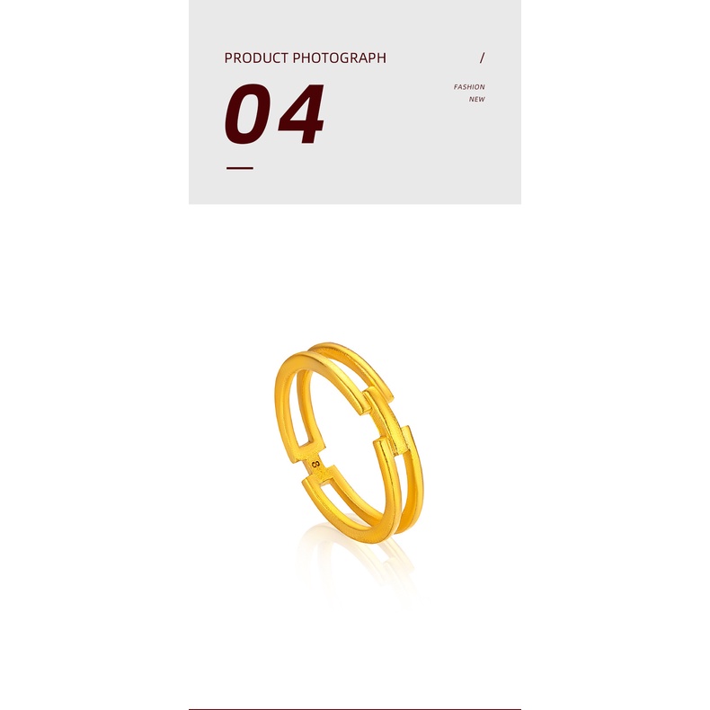 Goldkingdom Perhiasan Fashion 24K Bangkok Aksesoris Ready Stock Cincin Huruf H Desain Panas Untuk Pria Dan Wanita Pasangan Ganda