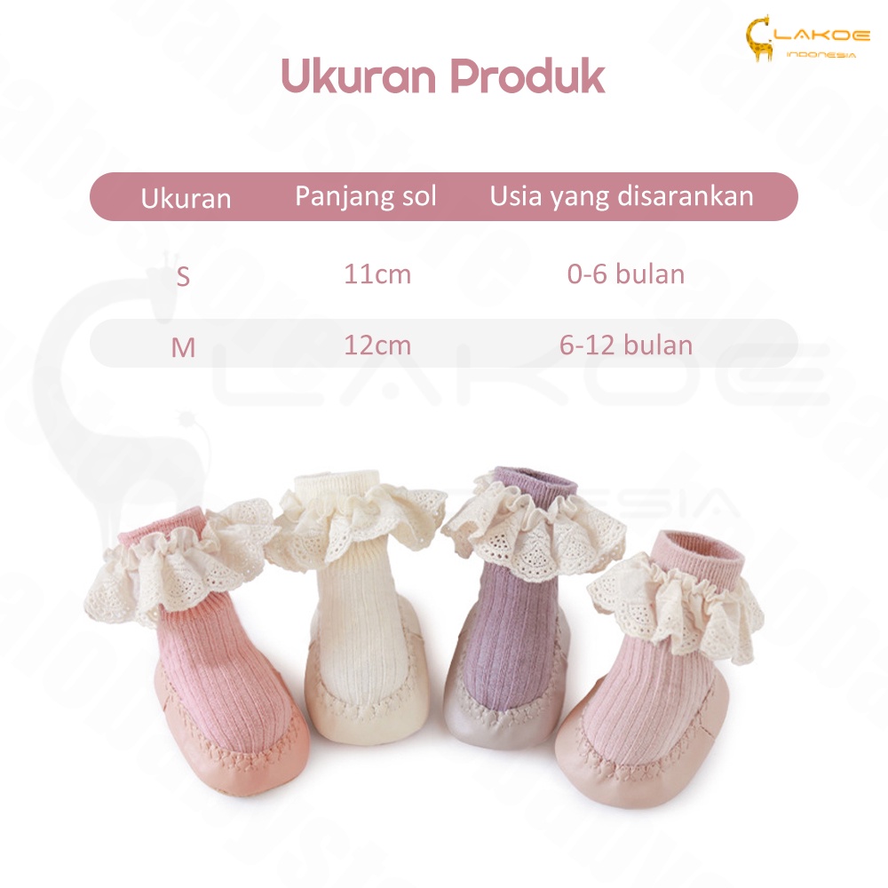 Lakoe Sepatu Prewalker Newborn/sepatu kaos kaki bayi renda/Baby Prewalker Shoes Socks Anti Slip