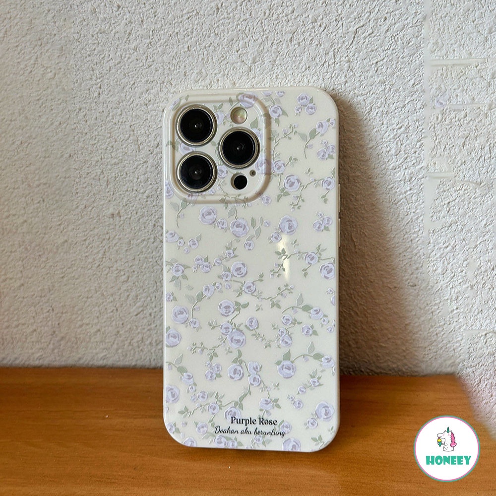 IPHONE Korea Lucu Bunga Casing Ponsel Kompatibel Untuk Iphone14 13 12 11 Pro Max 14plus TPU Lembut Putih Biru Bunga Penutup Belakang