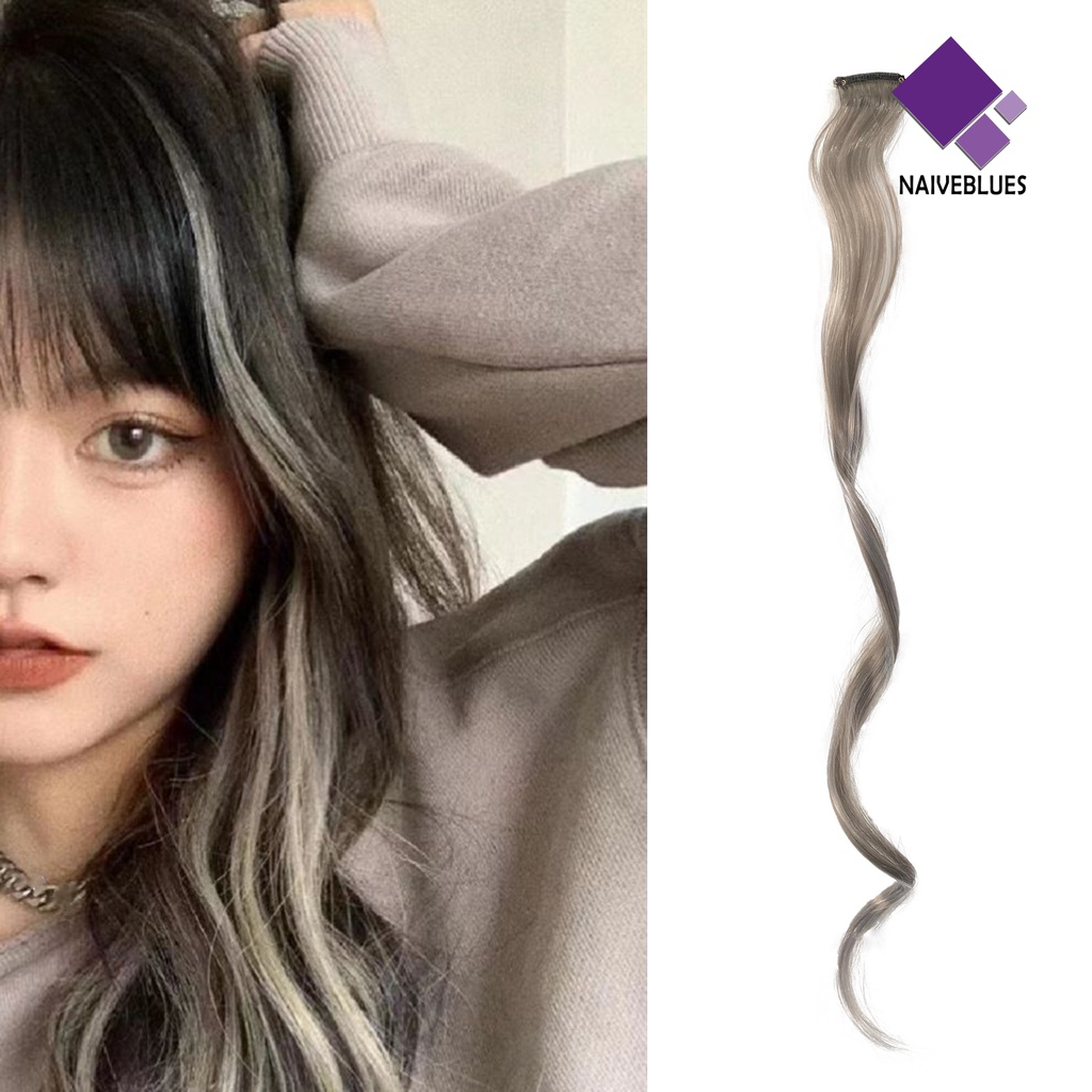 &lt; Naiveblues &gt; Colored Hair Piece Invisible Traceless One Piece Anti-slip Ekstensi Rambut Sutra Tinggi Wanita