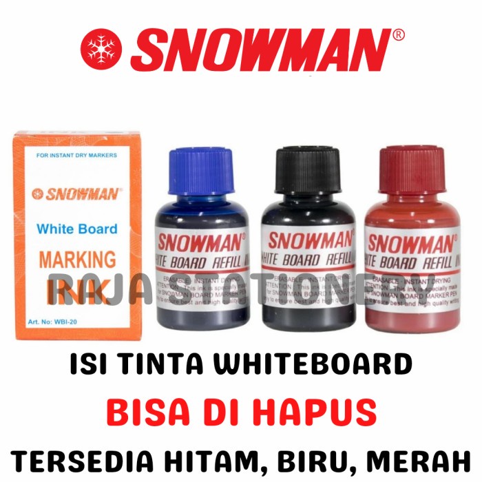

Snowman REFILL Whiteboard Marker / ISI Tinta Spidol Snowman Whiteboard - Hitam -RTUOLSP