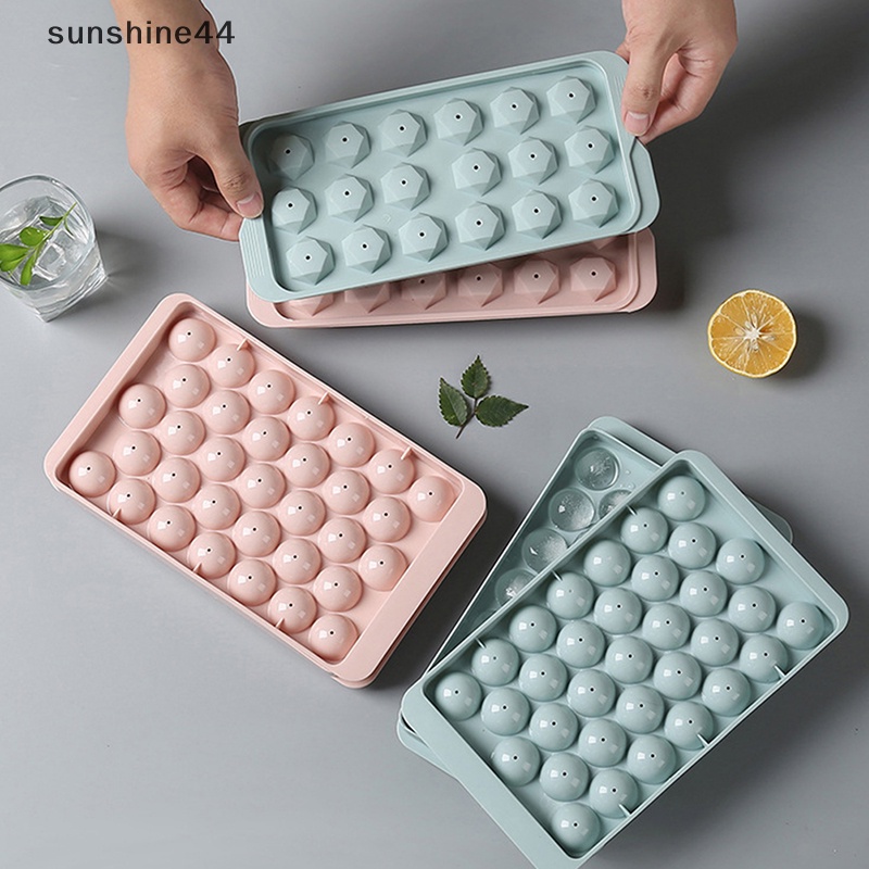 Sunshine 1Pc Nampan Es Batu Bulat 3D Dengan Tutup Bahan Plastik Diamond Spherical Style Ice Mold ID