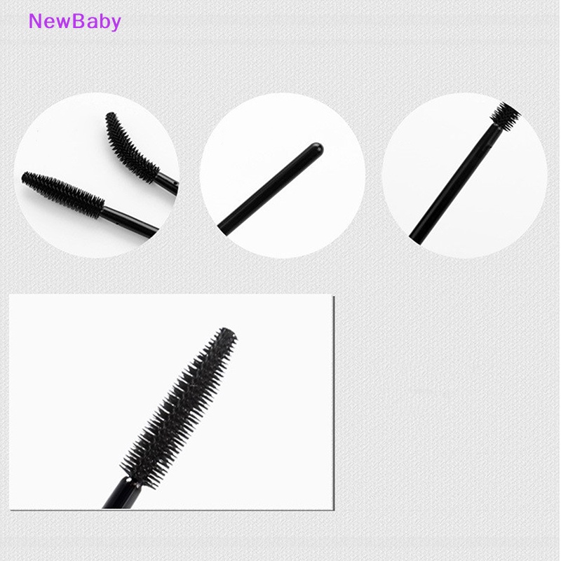 Newbaby 50xsekali Pakai Silicone Eyelashes Brushes white Handle Aplikator Maskara ID