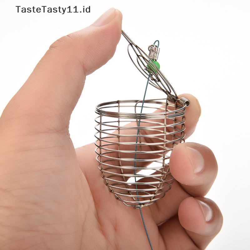 Tastetasty 1x Tempat Keranjang Perangkap Pancing Sangkar Umpan Kecil Kawat Stainless Steel.