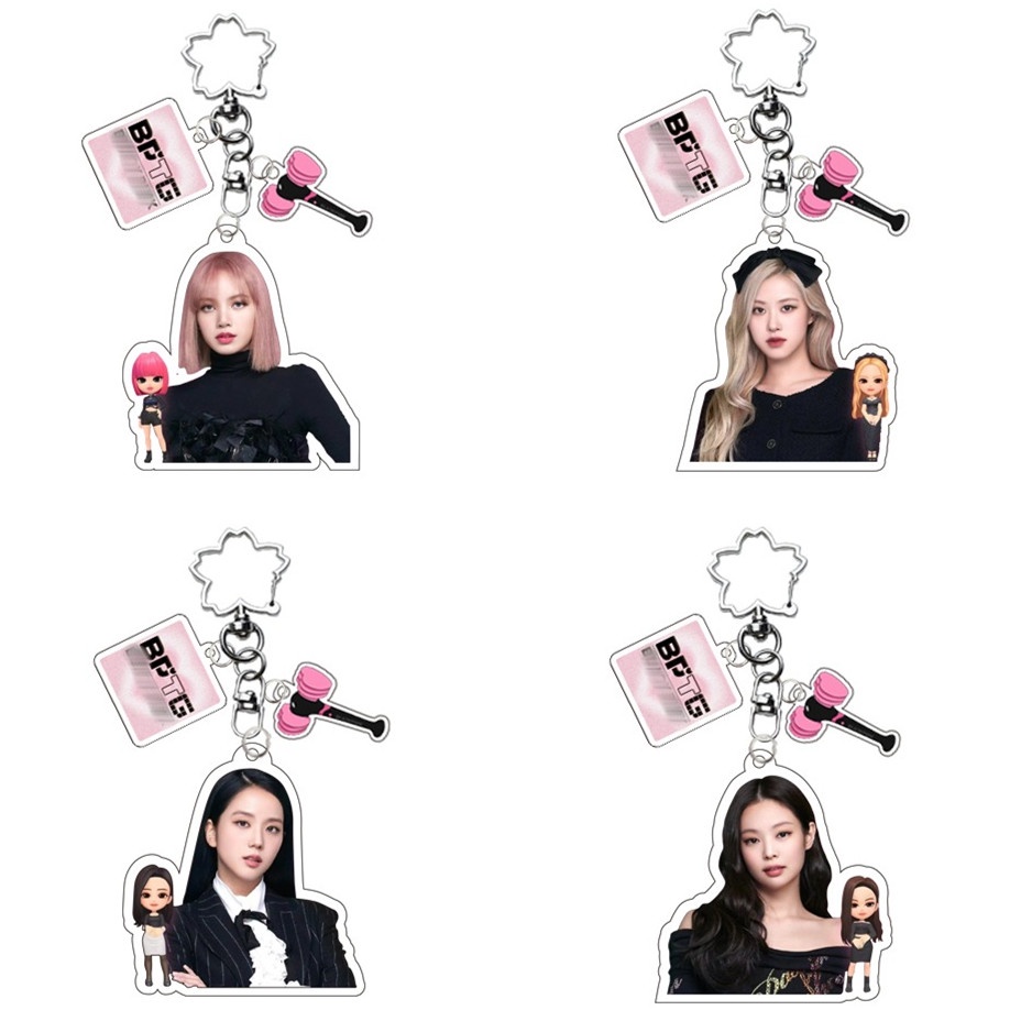 1pc Gantungan Kunci Akrilik BPTG Hitam-PINK Blackpink THE GAME Key Ring Gantung Blackpink