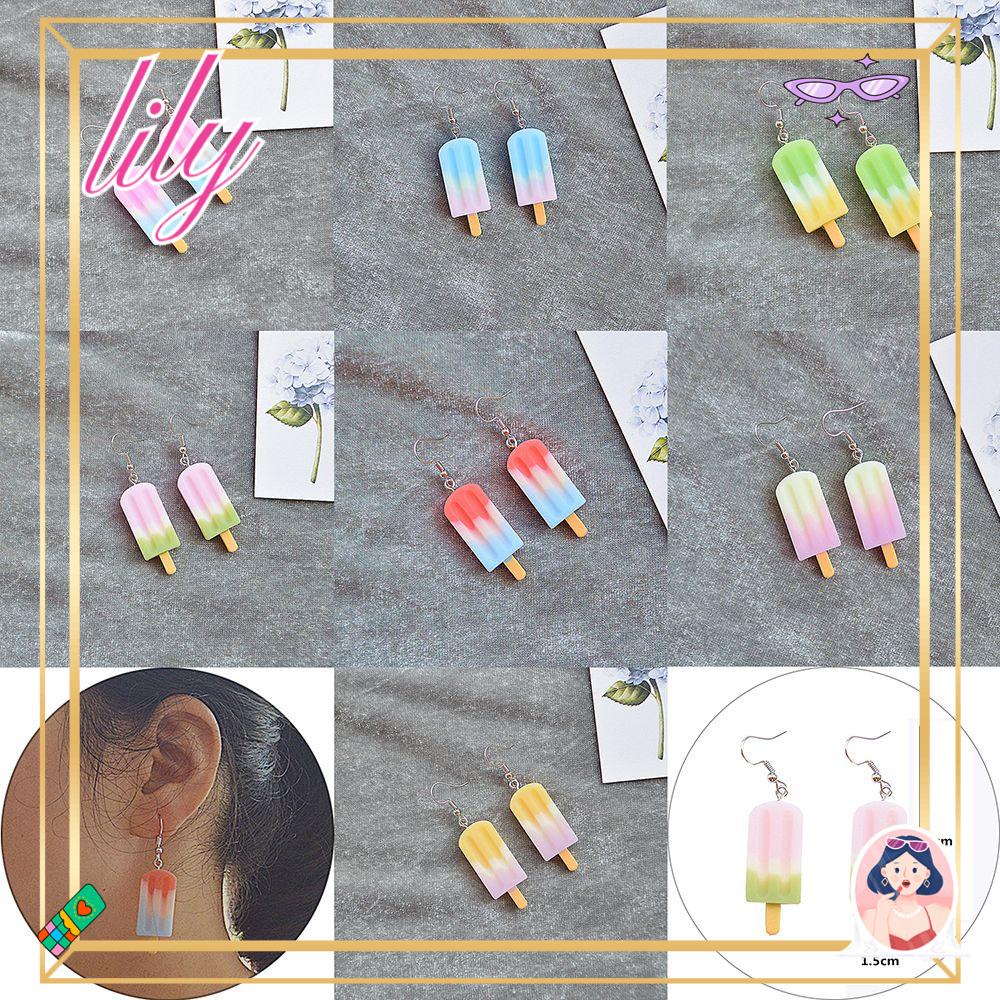 Lily 1pasang Resin Eardrop Fashion Warna-Warni Menjuntai Drop Earrings