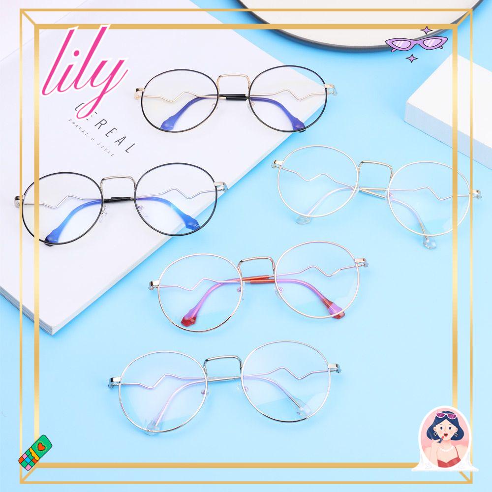 Lily Vintage Bulat Miopia Kacamata Unisex Wanita Fashion Anti-Letih Berlian Studded Eyewears