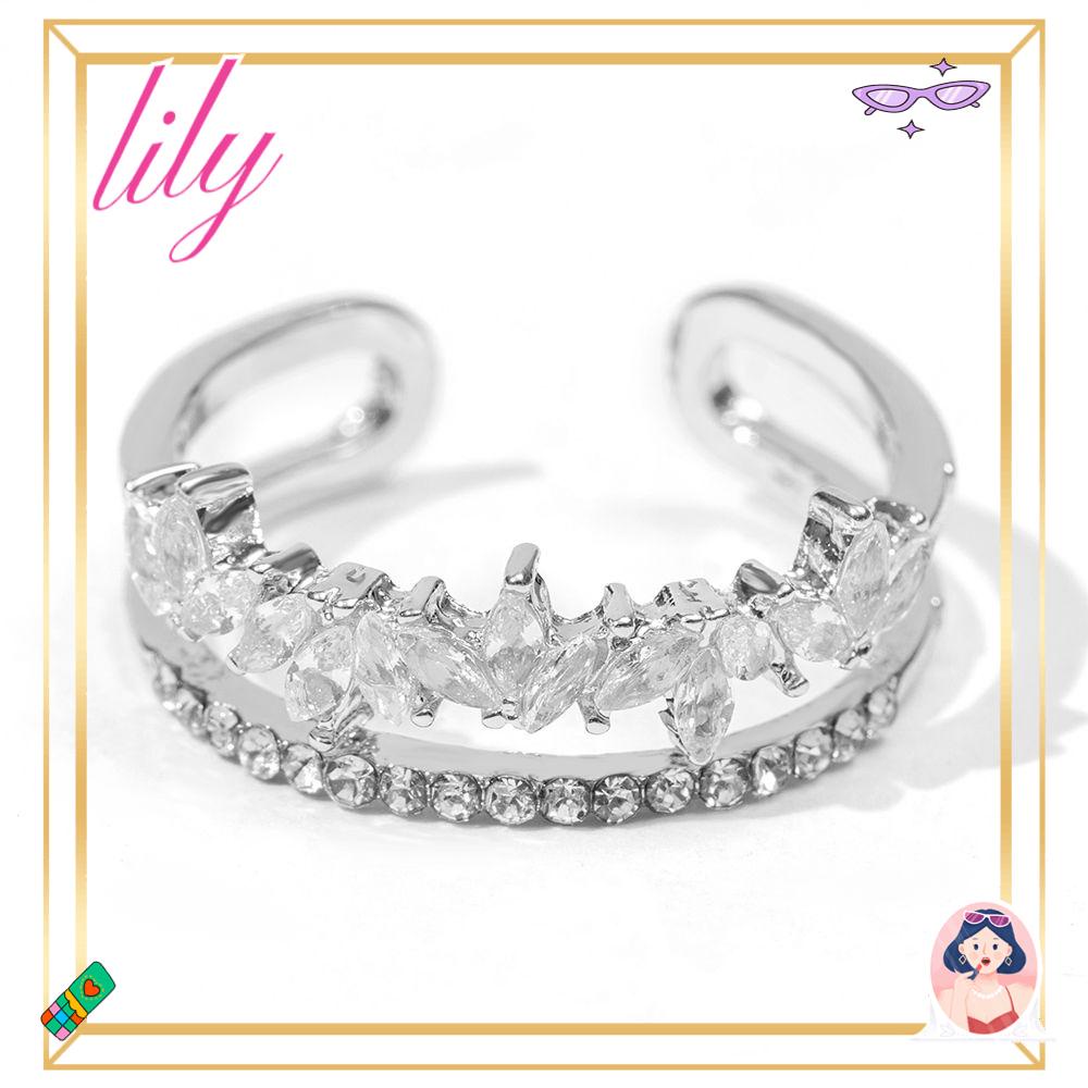 Cincin LILY Fashion Double Layer Berlian Imitasi Diamond