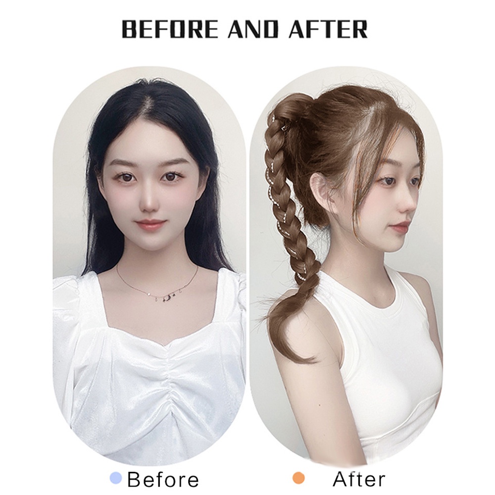 1pcs 50CM Mutiara Gelembung Ponytail Wig Untuk Wanita Manis Dan Keren Kepang Palsu Dengan Punch Braid Hair Extension