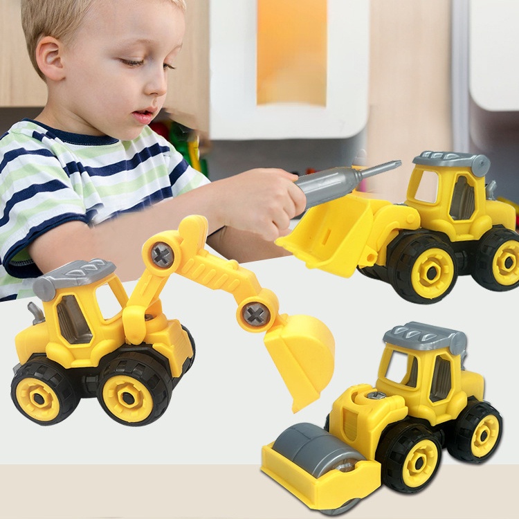 Anak DIY Rakitan Dan Bongkar Pasang Teknik Mobil Mainan Model Mobil Sekrup Screw Rakit Excavator Buldozer Skuter