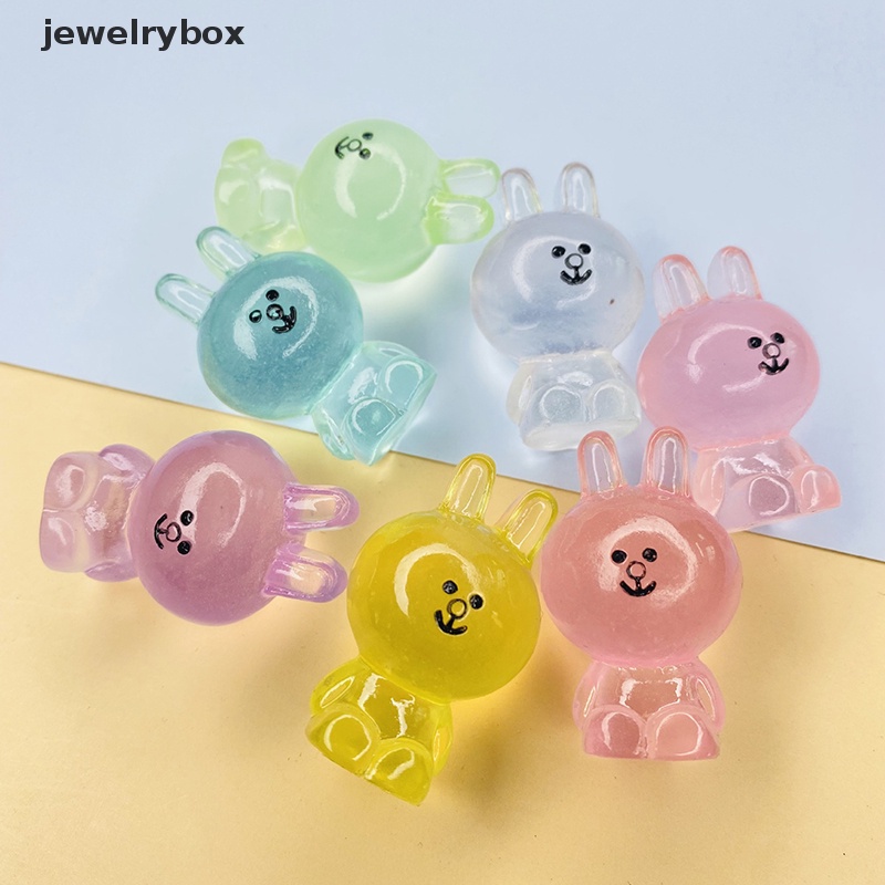 [jewelrybox] Kartun Lucu Kelinci Bercahaya DIY Miniatur Kerajinan Tangan Ornamen resin accessorie Butik