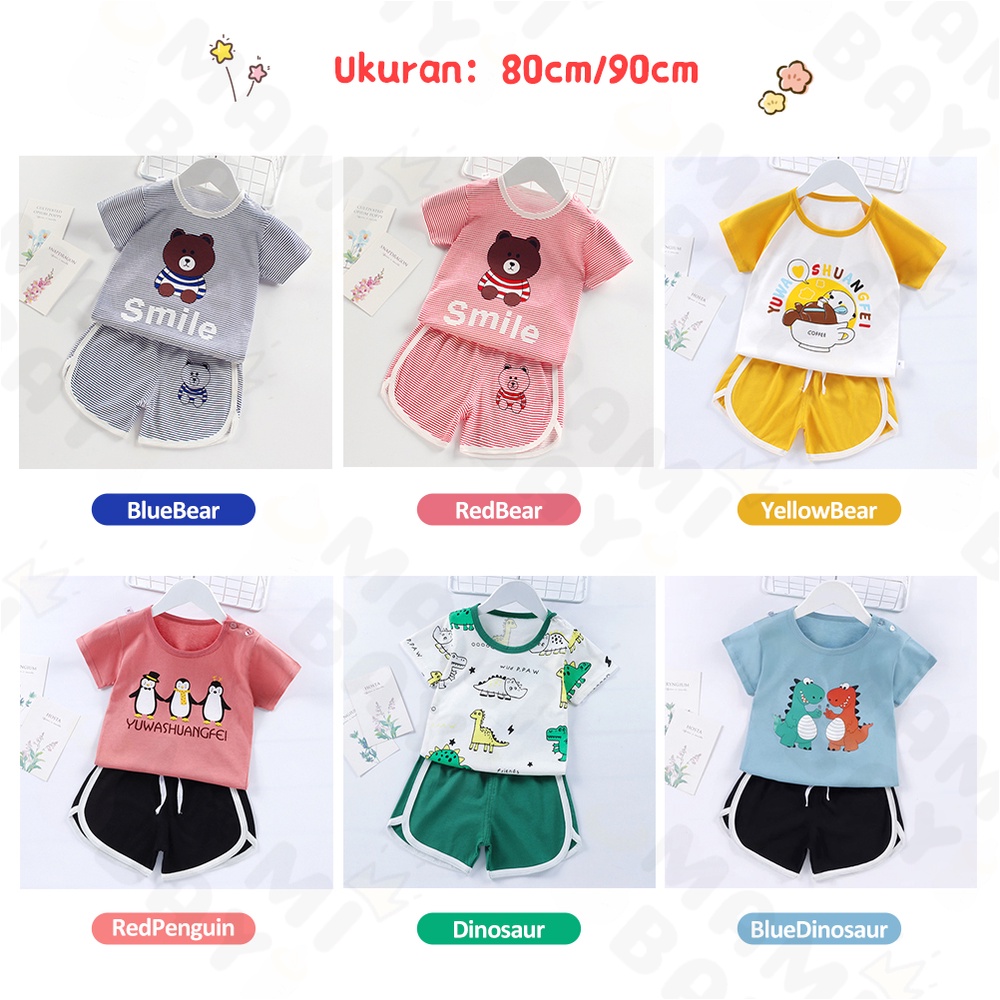 OKEYI Baju Bayi lengan pendek Set Motif Lucu Kaos Bayi Import Setelan Baju Bayi 0-2Tahun