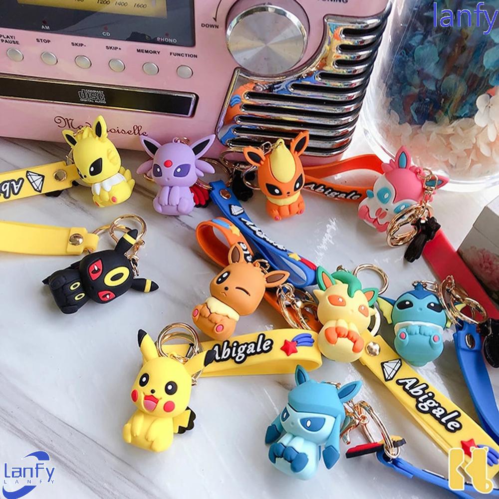 Lanfy Gantungan Kunci Pokemon Kawaii Hadiah Model Kartun Boneka Tokoh Anime PVC Pikachu Action Figure