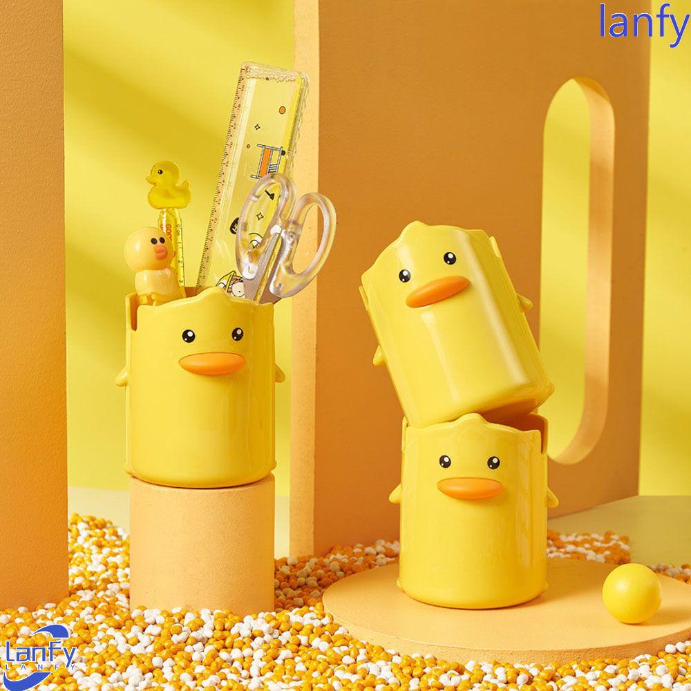 Lanfy Tempat Pulpen Bebek Kuning Untuk Hadiah Anak Perlengkapan Rumah/Kantor Alat Tulis Lucu Organizer Aksesoris Sekolah Tempat Pensil