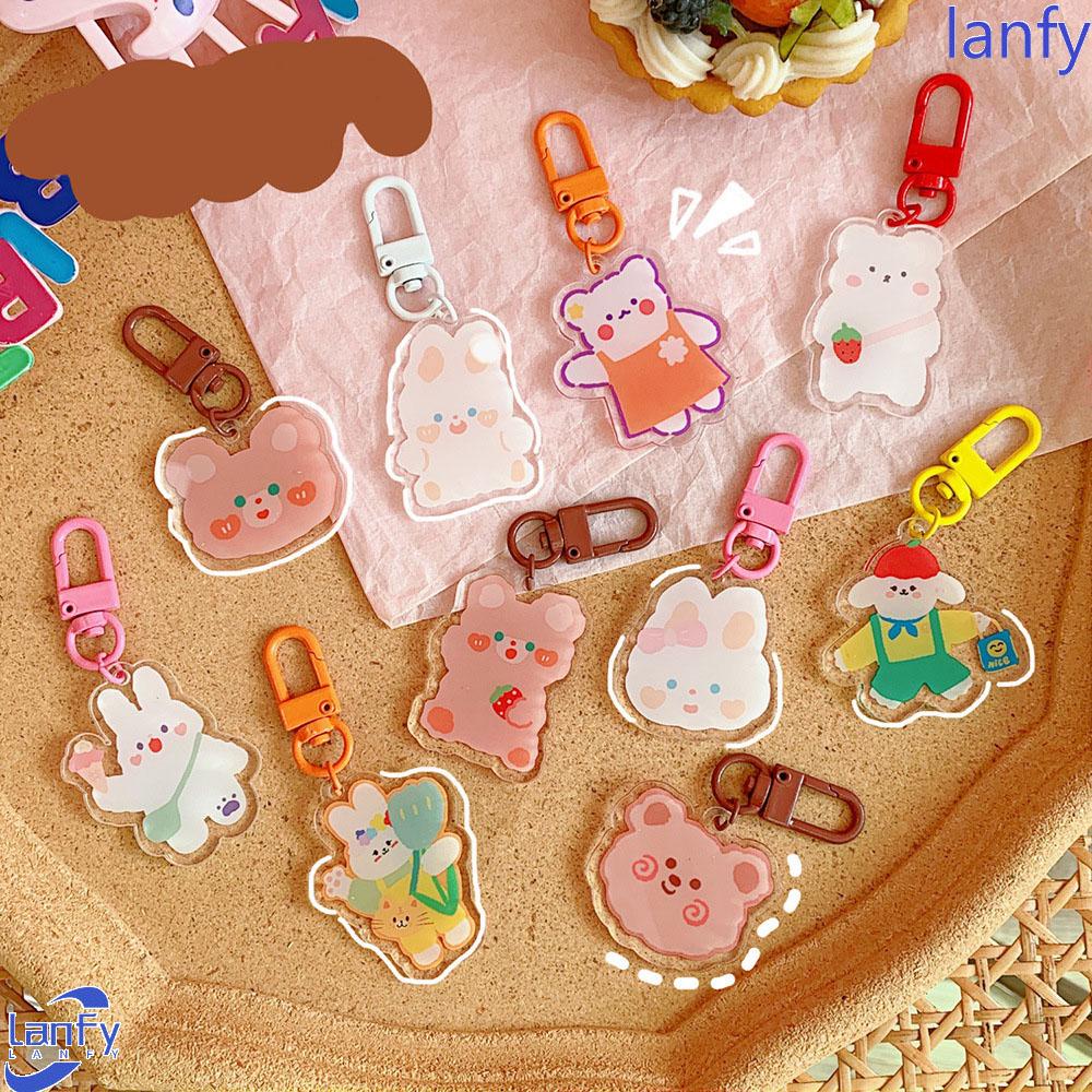 Lanfy Gantungan Kunci Lucu Kawaii Liontin Kelinci Kartun Beruang Keyfob