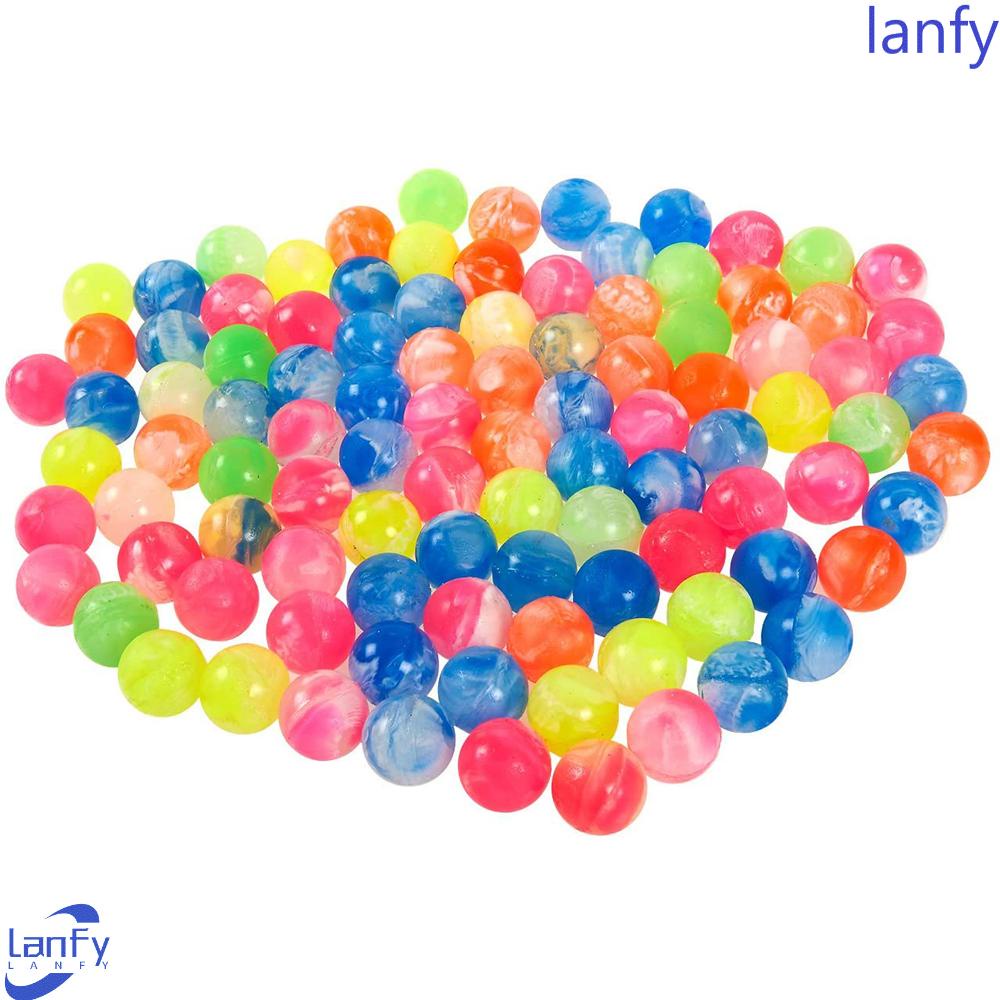 Lanfy Bola Pantul Mainan Bola Permainan Olahraga Mainan Lucu Swirl Karet 19mm Neon Bounce Balls