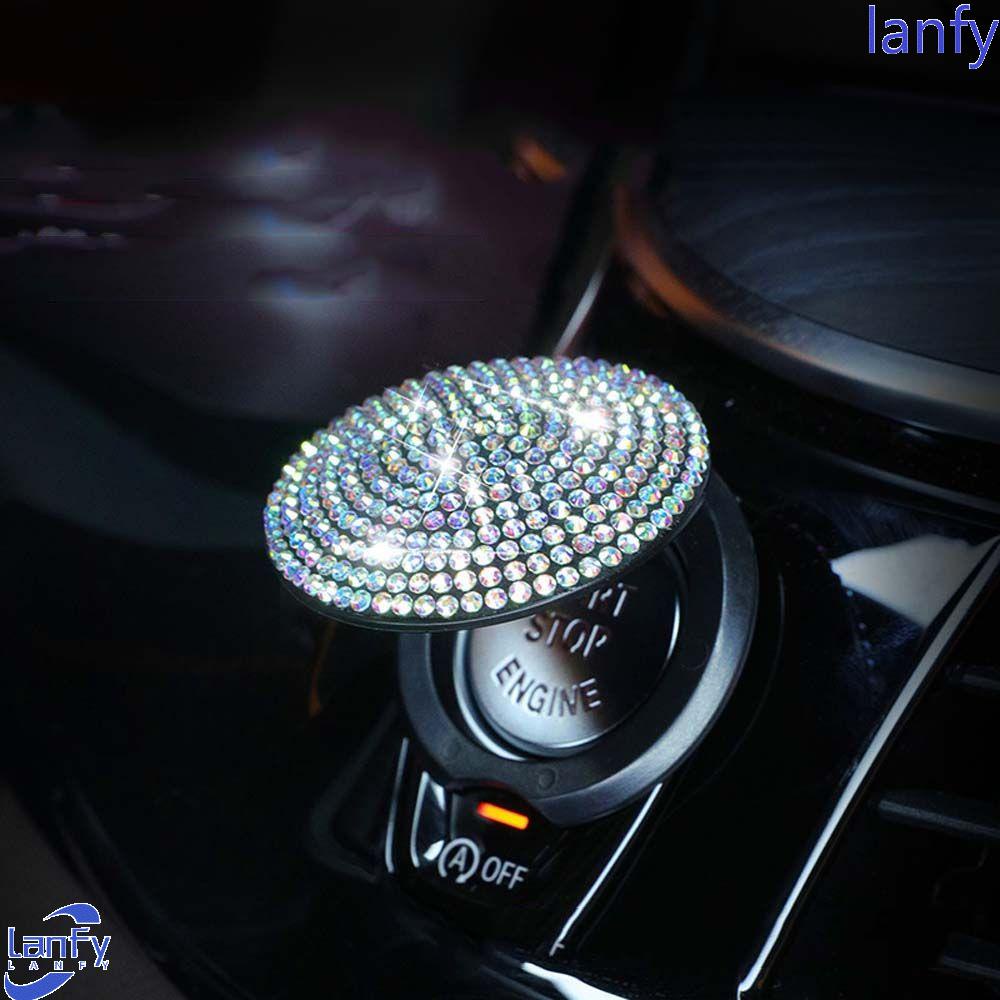 Lanfy Penutup Tombol Start Stop Mesin Universal Tahan Lama 3D Bling Ring Dekorasi Tombol Interior Mobil