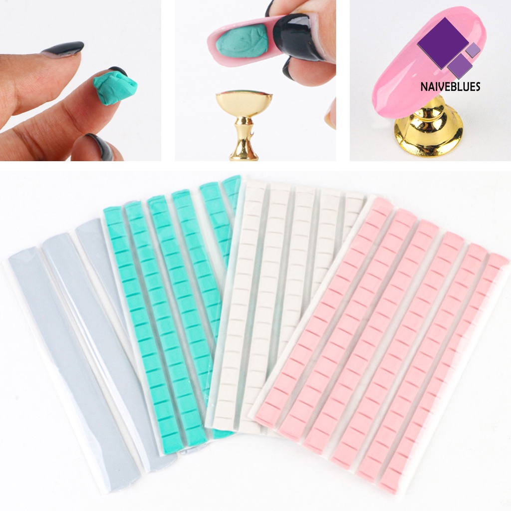 [naiveblues] Nail Art Clay Anti Lengket Tangan Full Coverage Universal Minimalis Dapat Dilepas Dua Sisi Reusable Nail