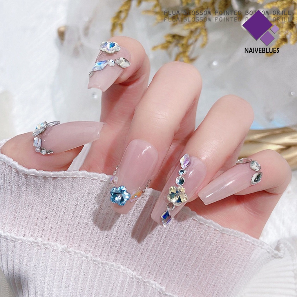 [naiveblues] 10pcs Berlian Imitasi Kuku Bersinar Tiga Dimensi Tidak Jatuh Mempesona Visual DIY Mini Manicure Blossom Faux