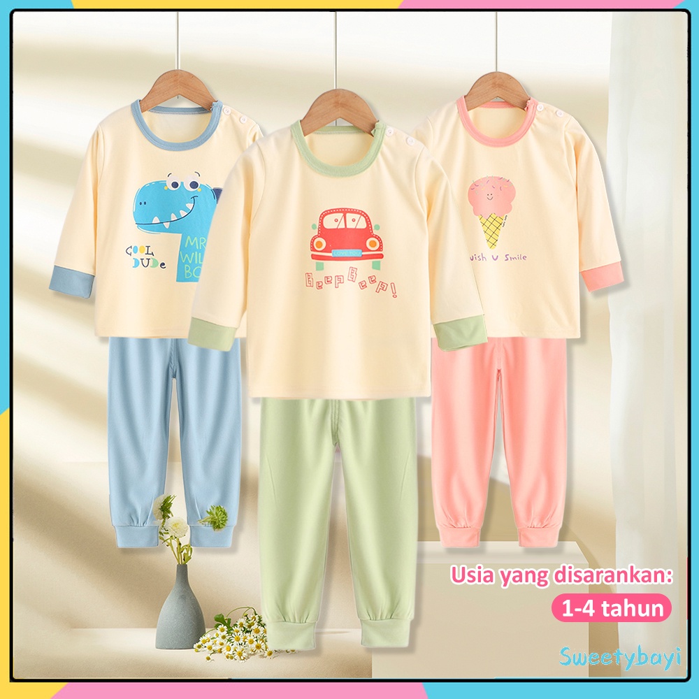 Sweetybayi 1-4thn Set baju tidur anak Piyama anak import Baju tidur piyama anak karakter