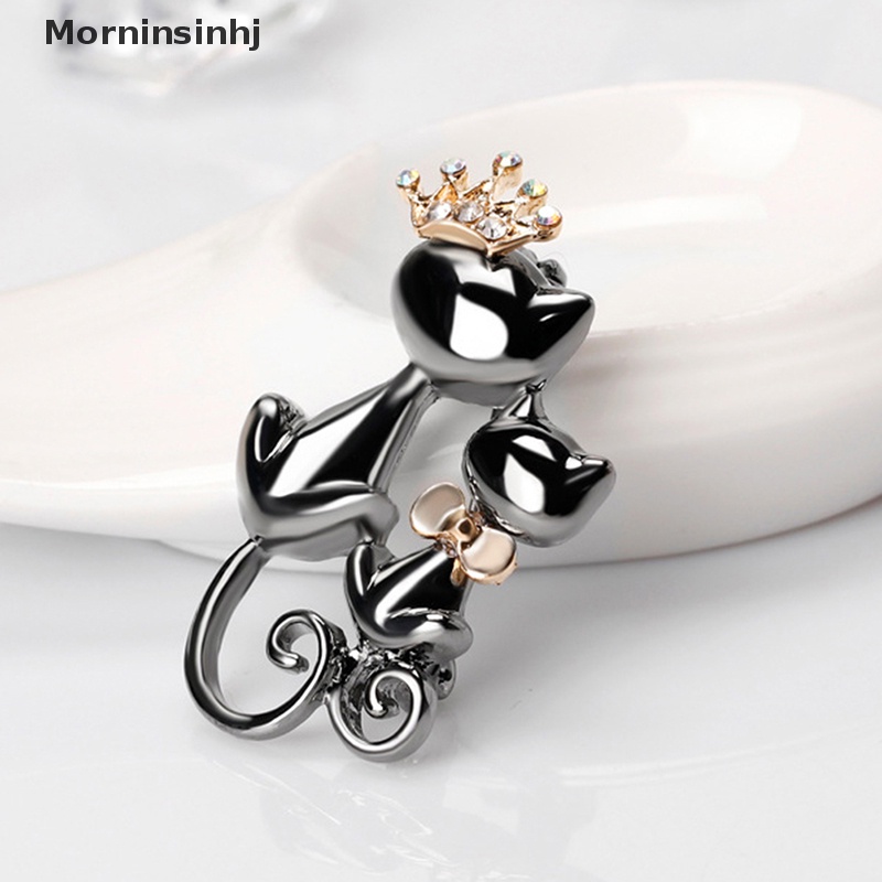 Mornin Pin Bros Hewan Kucing Lucu Untuk Wanita Perhiasan Hadiah Lady Hadiah Elegan Breast Pin Fashion Jewelry id