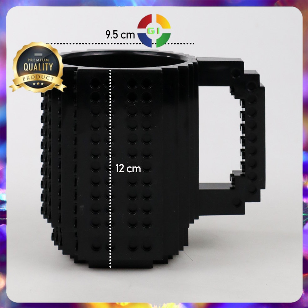 Gelas Mug LEGO Build-On Brick Toy Cup 350 ml Black